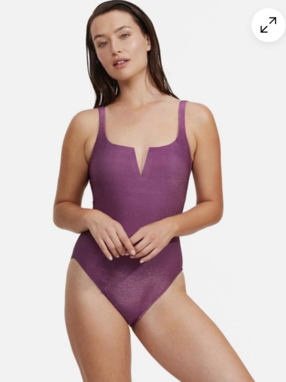 NWT Gottex Women's Standard Luma One Piece Swimsuit Metallic Lycra fabric Purple